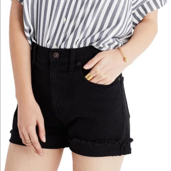 madewell black denim shorts